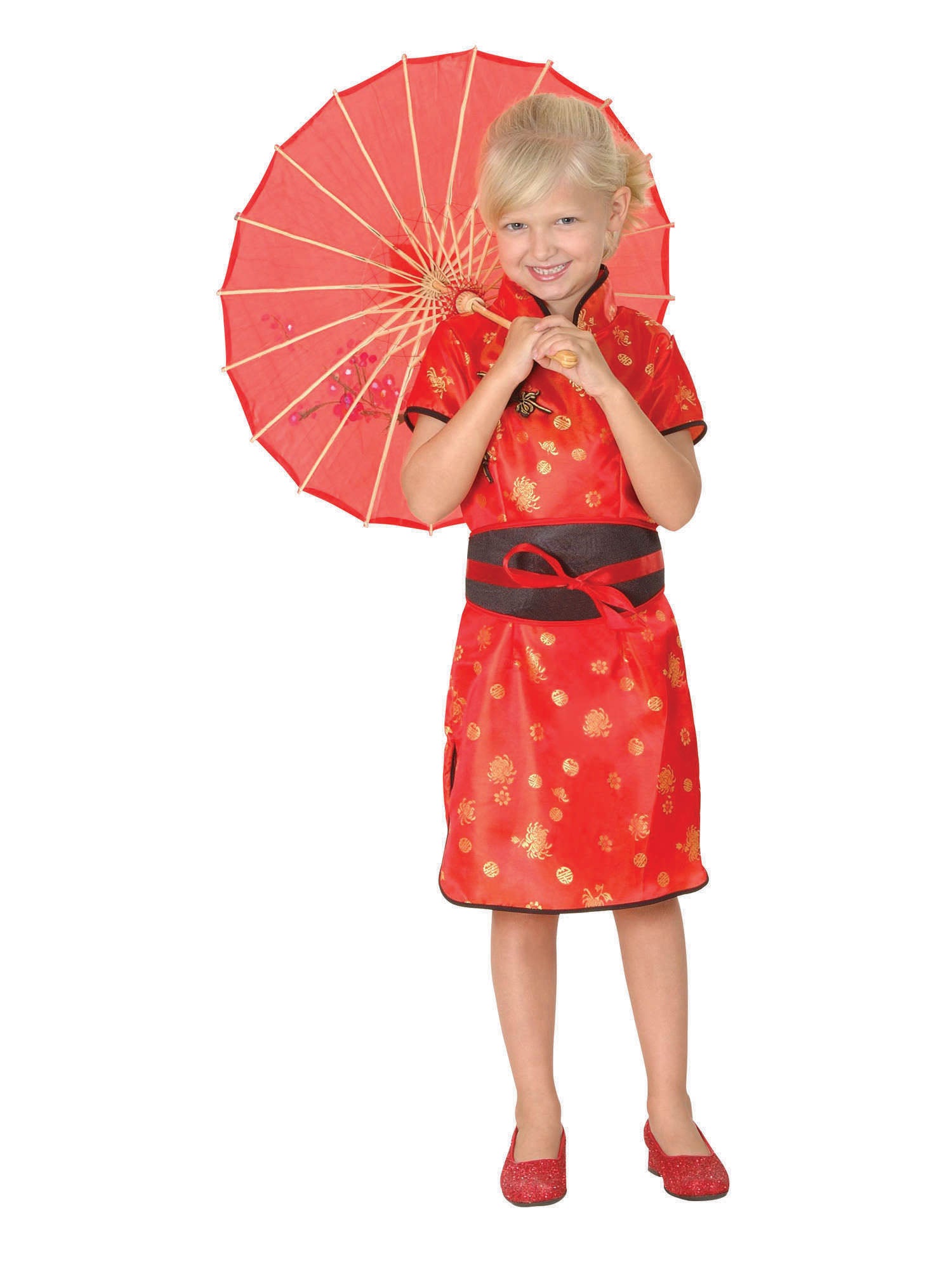Chinese Girl Costume Red Oriental Dress 1