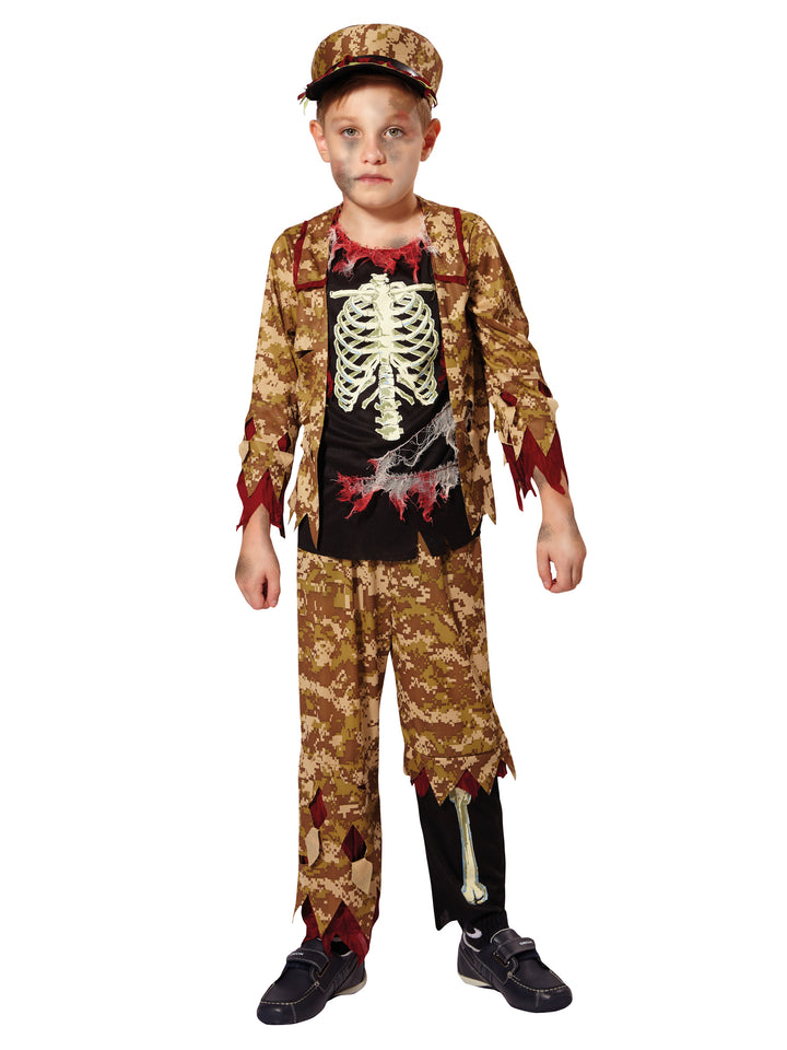 Skeleton Boy Soldier Costume Zombie Army