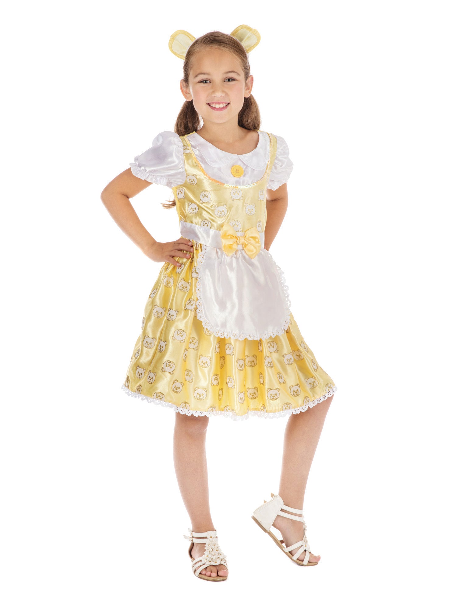 Goldilocks Costume Girls Yellow Dress Headband 1