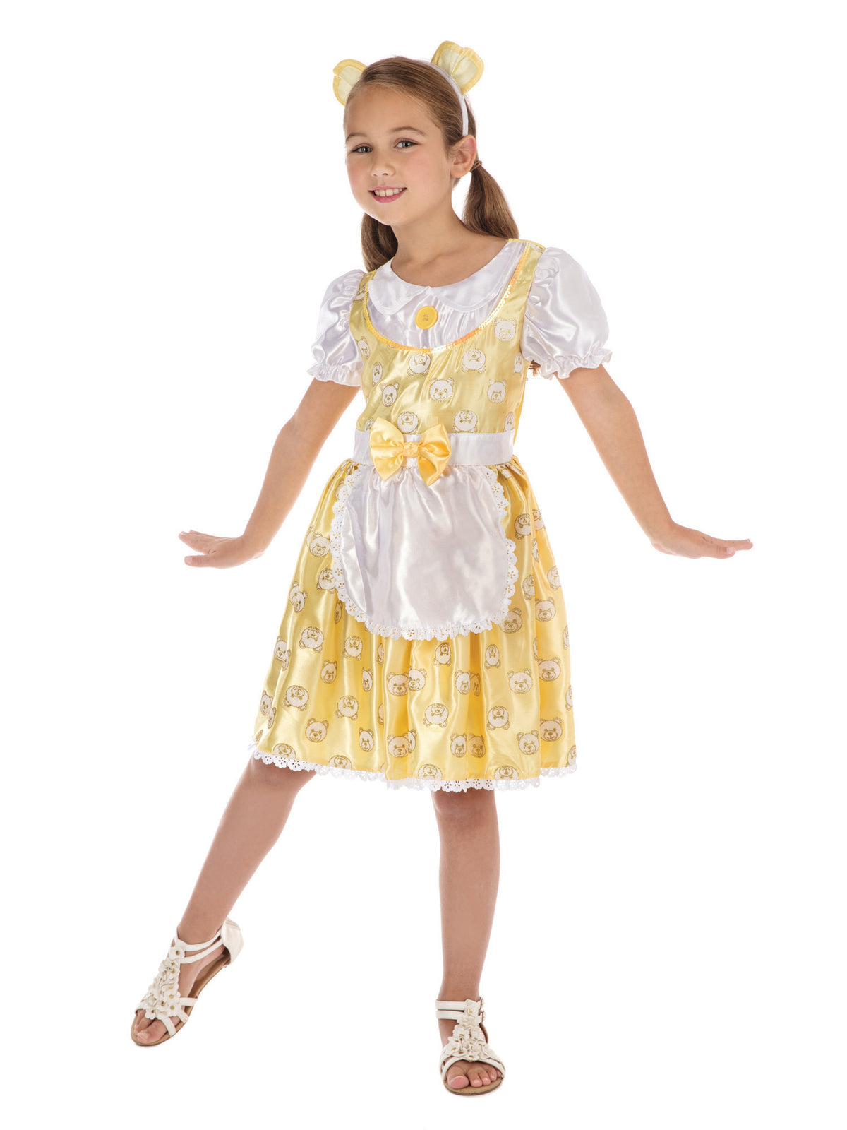 Goldilocks Costume Girls Yellow Dress Headband 3