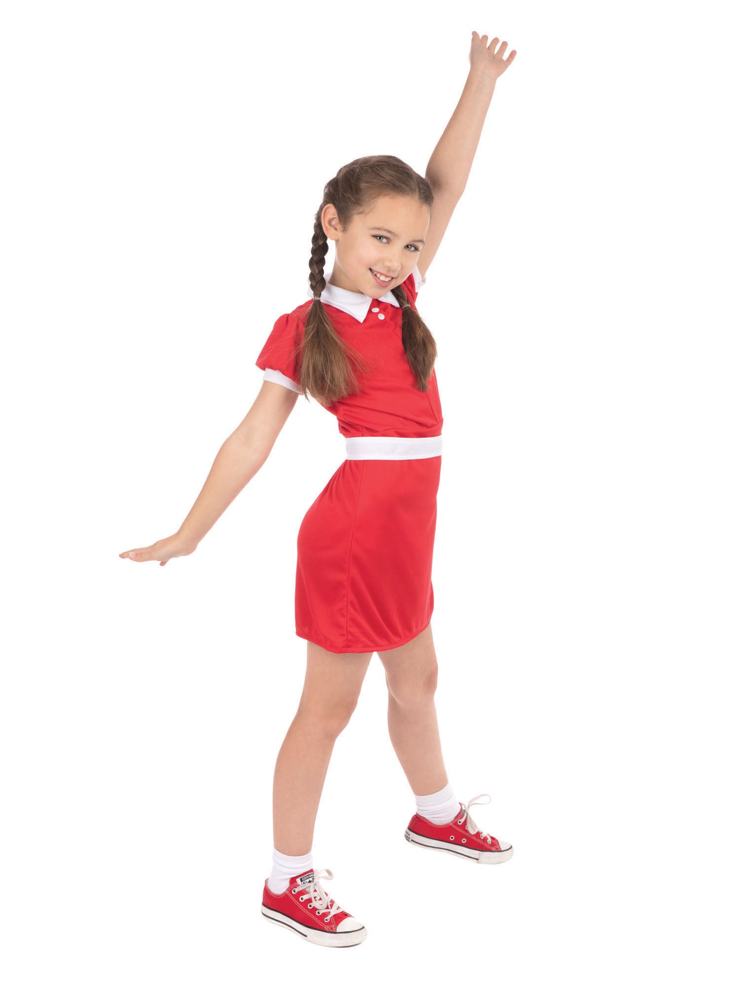 Red Dress Girl Orphan Annie Costume 1