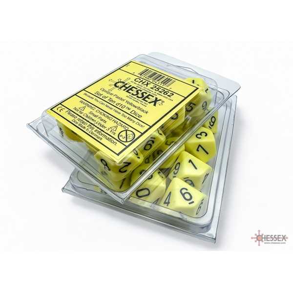 Opaque Pastel Yellow/black Set of Ten d10s 1