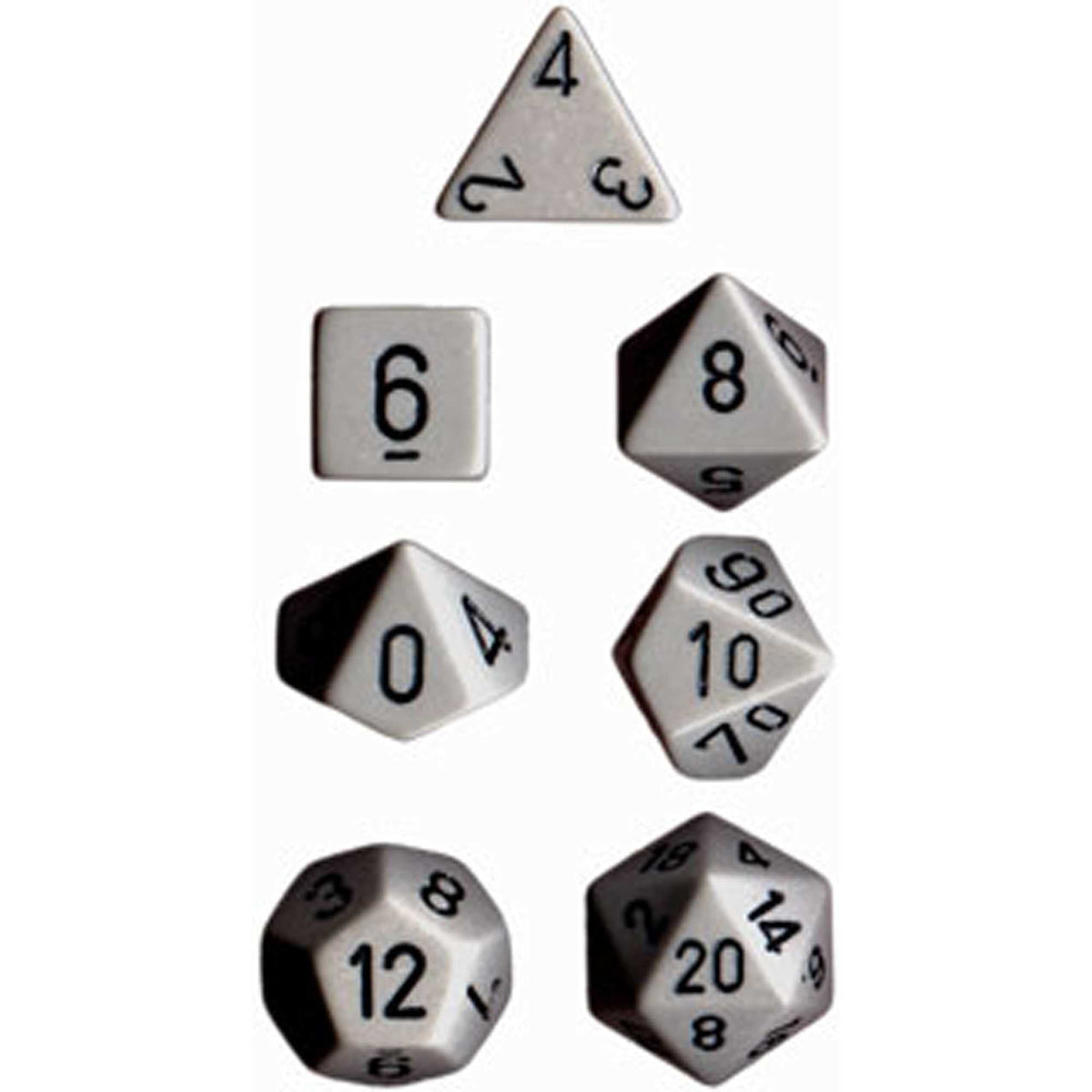 Polyhedral Dice: Opaque - Grey with Black (7) 1