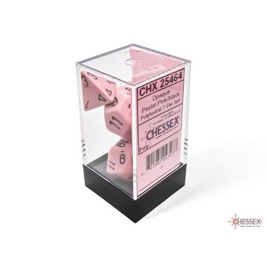 Opaque Polyhedral Pastel Pink/black 7-Die Set 1