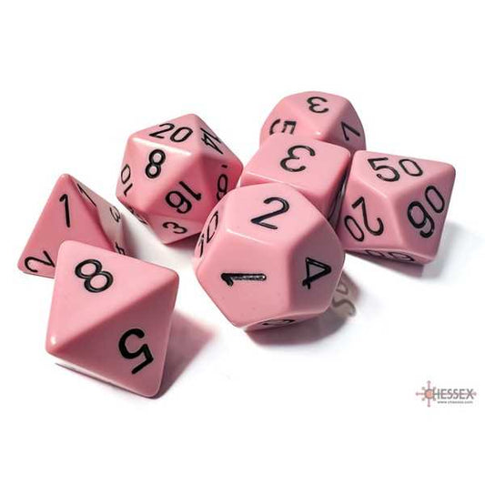 Opaque Polyhedral Pastel Pink/black 7-Die Set 2
