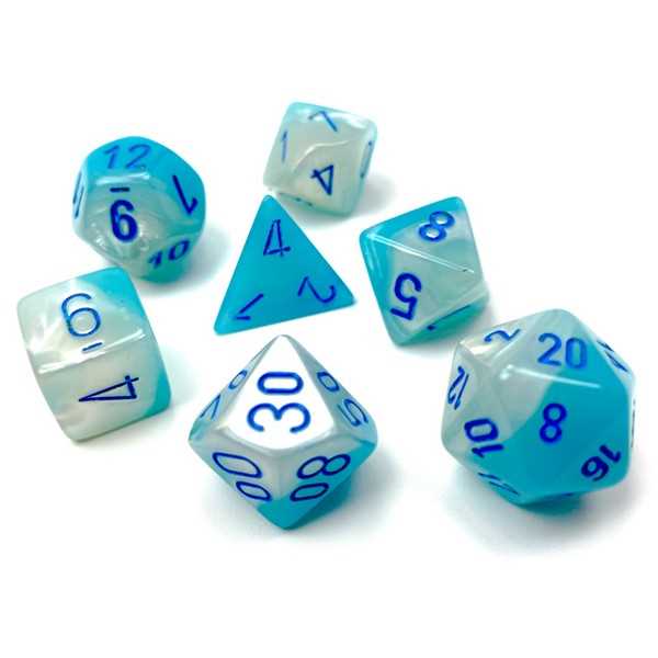 Gemini Polyhedral Pearl Turquoise-White/blue Luminar 7-Die Set 2