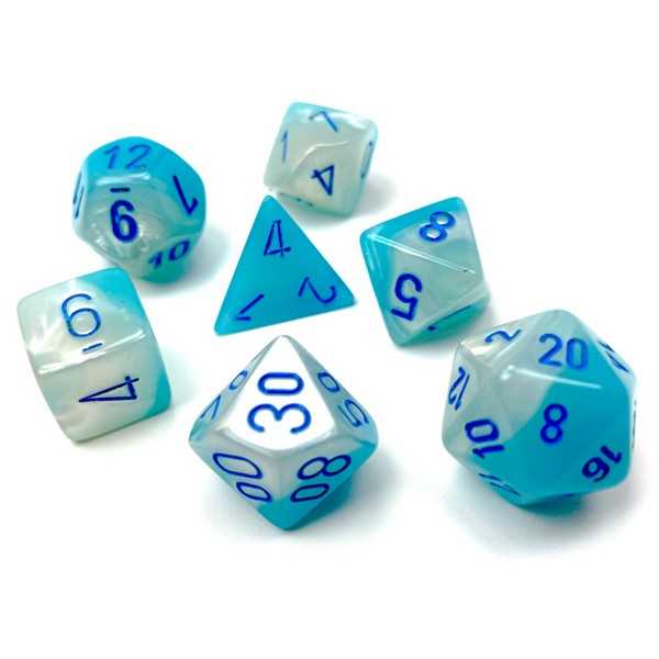 Gemini Polyhedral Pearl Turquoise-White/blue Luminar 7-Die Set