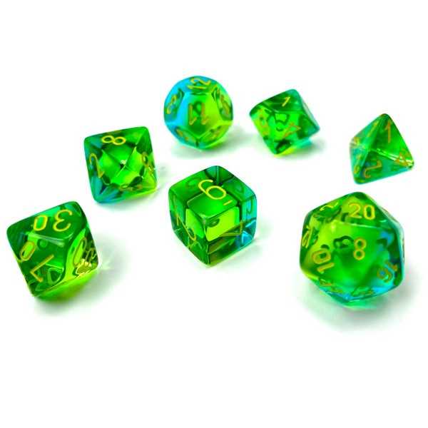 Gemini Polyhedral Translucent Green-Teal/yellow 7-Die Set