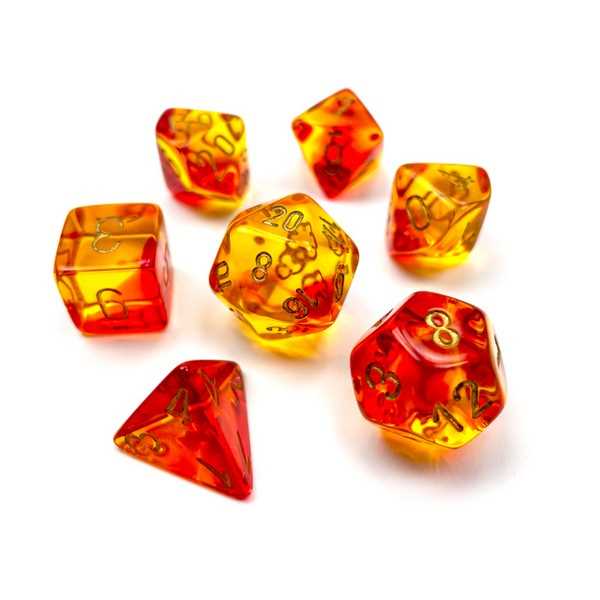 Gemini Polyhedral Translucent Red-Yellow/gold 7-Die Set