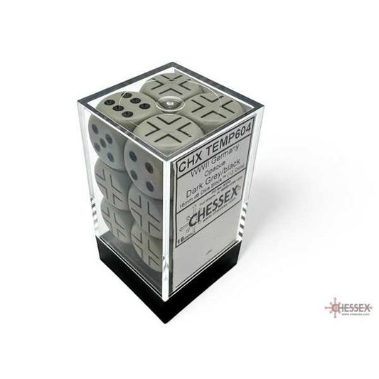 WW2 Dice German Opaque Dark Grey/black 16mm d6 Dice Block 1