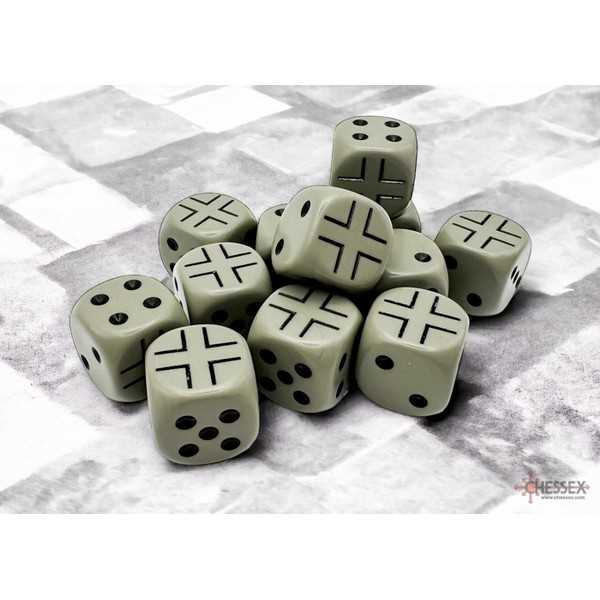 WW2 Dice German Opaque Dark Grey/black 16mm d6 Dice Block 2