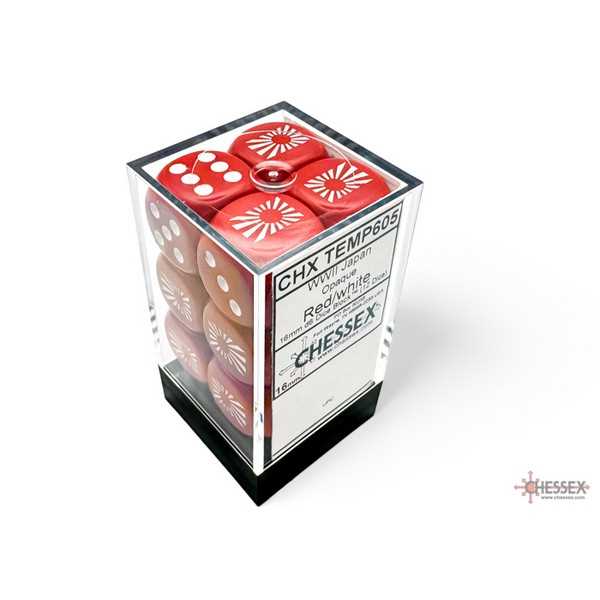 WW2 Dice Japan Opaque Red/white 16mm d6 Dice Block