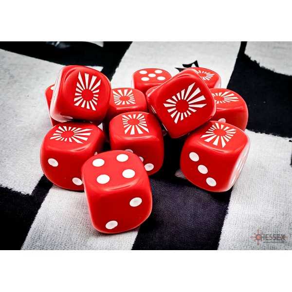 WW2 Dice Japan Opaque Red/white 16mm d6 Dice Block 2