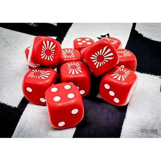 WW2 Dice Japan Opaque Red/white 16mm d6 Dice Block 2