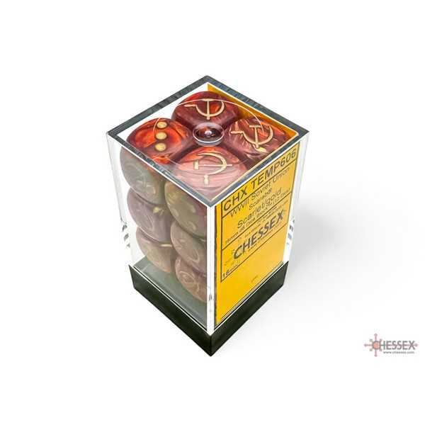 WW2 Dice Soviet Scarab Scarlet/gold 16mm d6 Dice Block 1