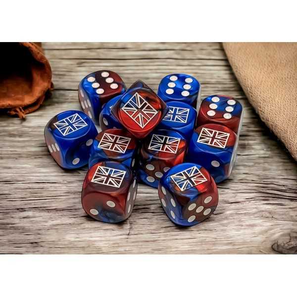 WW2 Dice United Kingdom Gemini Blue-Red/white 16mm d6 Dice Block 1