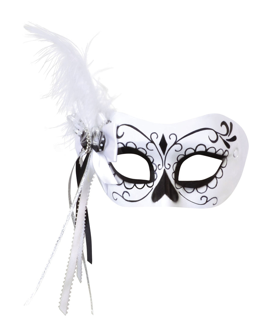 Calavera Mask With Side Feather Eye Masks Female_1