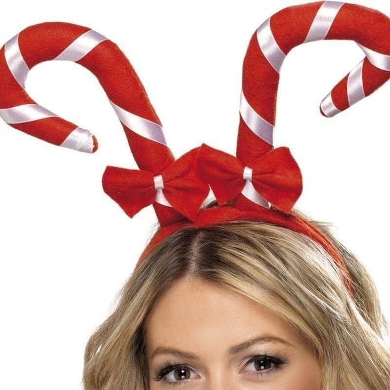 Candy Cane Headband Adult Red Whte_1