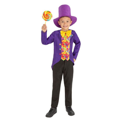 Candy Man Costume Child Mock Jacket with 3D Bowtie and Top Hat 1