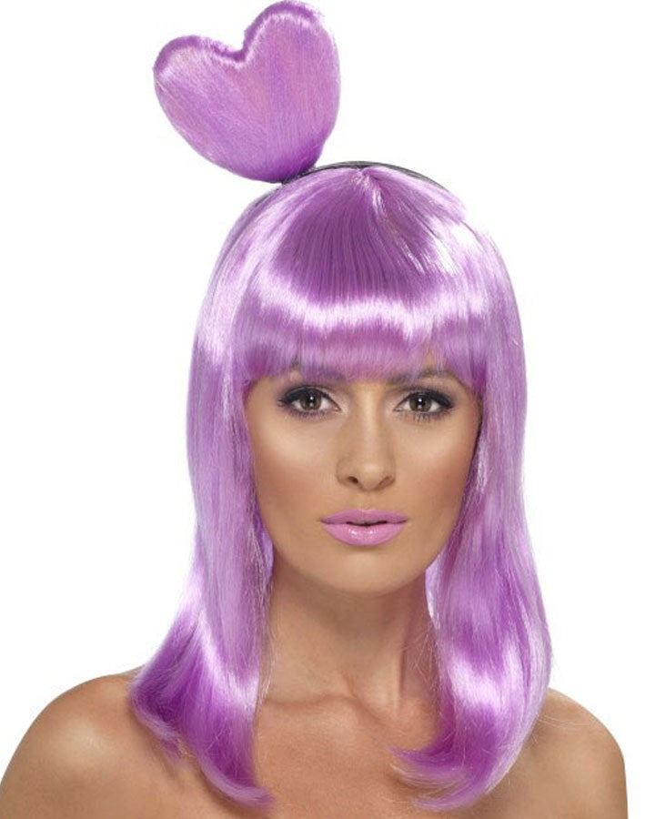 Candy Queen Wig Adult Lilac Heart Headband Katy Perry Costume Accessory 1