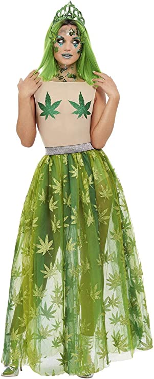 Cannabis Queen Costume Adult Green Dress 2
