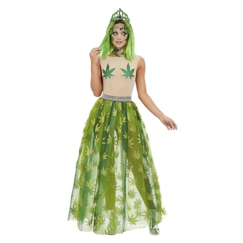 Cannabis Queen Costume Adult Green Dress 1