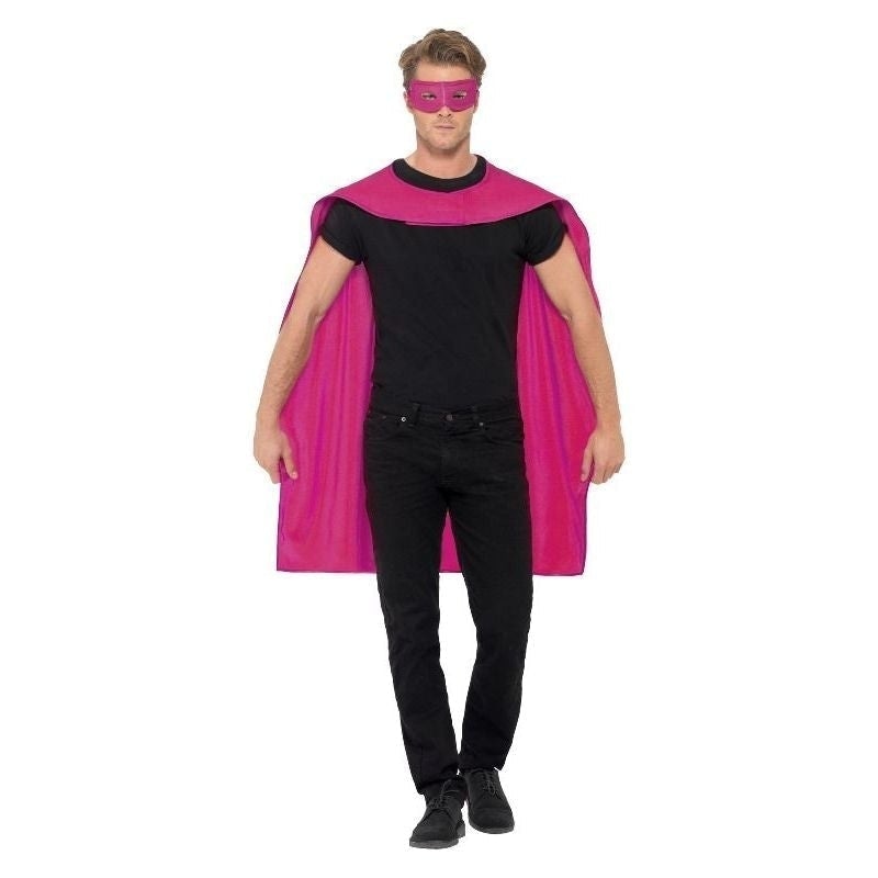 Cape Adult Pink Eyemask Superhero Accessory 1