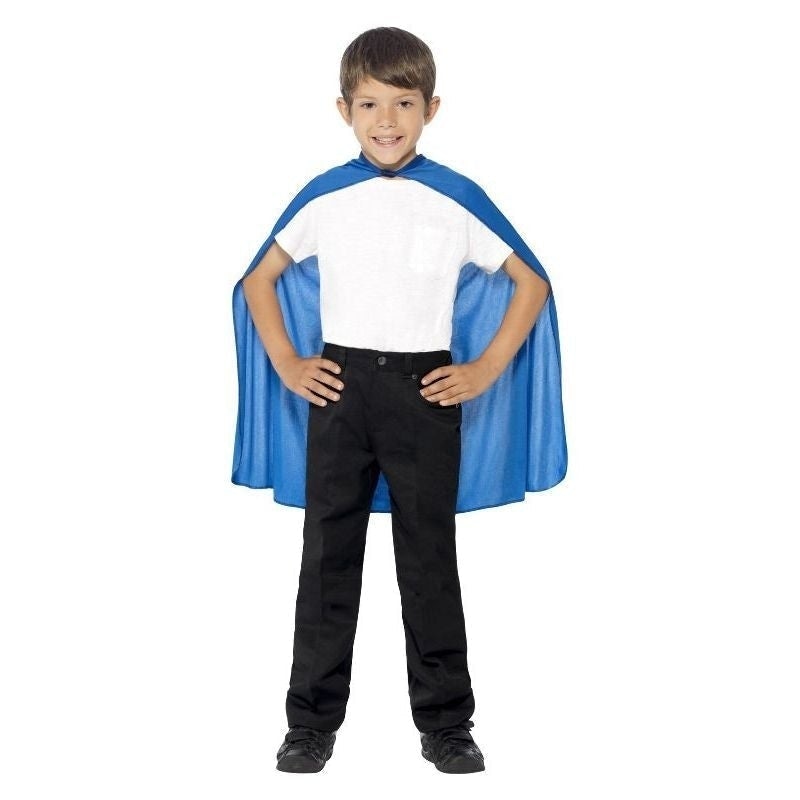 Superhero Cape Kids Blue Mid Length Costume Accessory 1
