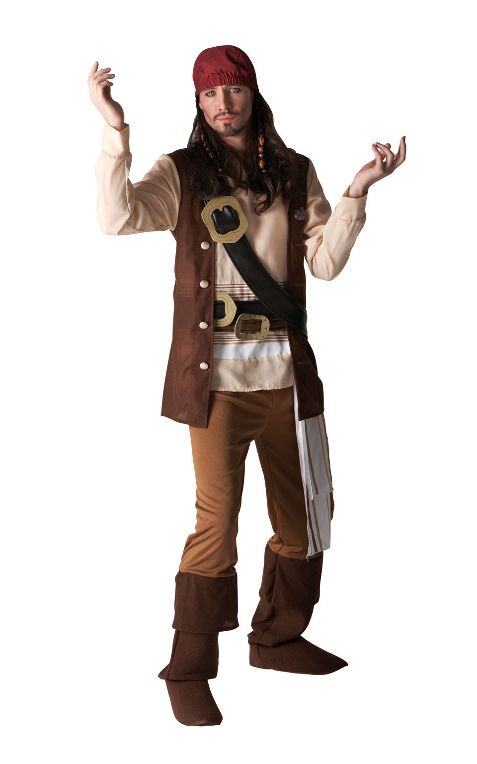 Capt Jack Sparrow Mens Brown Disney Costume 1