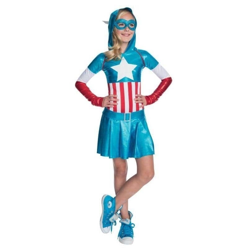 Captain America Hooded Kids Dress Costume_1