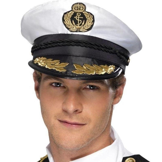 Captain Cap Adult White Gold Trim 1