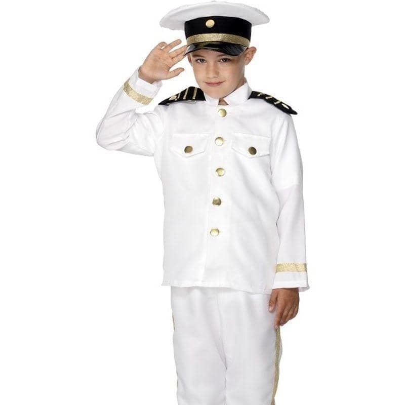 Naval Captain Costume Child Kids White Jacket Trousers and Hat 3