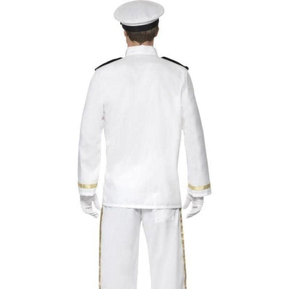 Captain Deluxe Costume Adult White Gold Jacket Trousers Cap Gloves 2