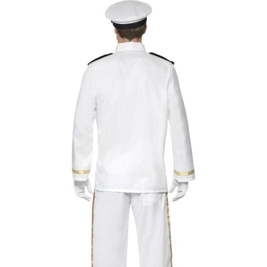 Captain Deluxe Costume Adult White Gold Jacket Trousers Cap Gloves 2