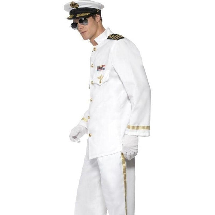Captain Deluxe Costume Adult White Gold Jacket Trousers Cap Gloves_3