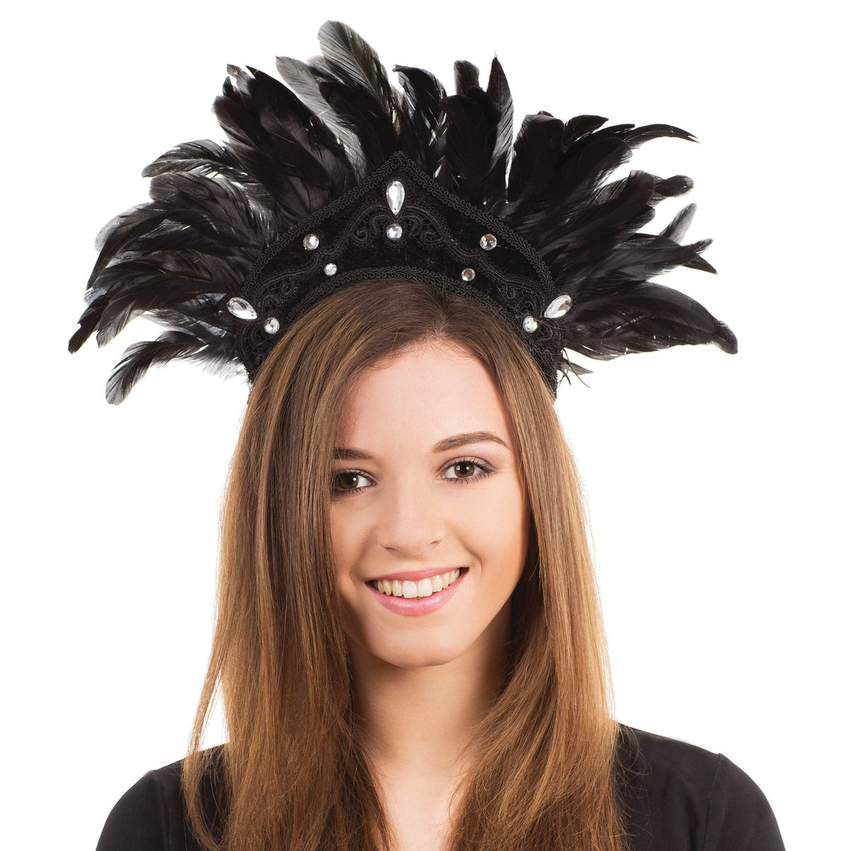 Carnival Headdress Black Feather Costume Accessory 1