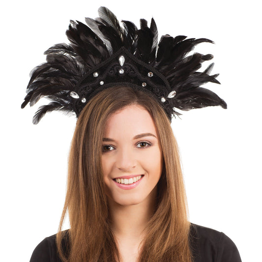 Carnival Headdress Black Feather Costume Accessory 1