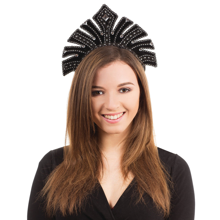Carnival Headdress Black with Gems Costume Accessory_1