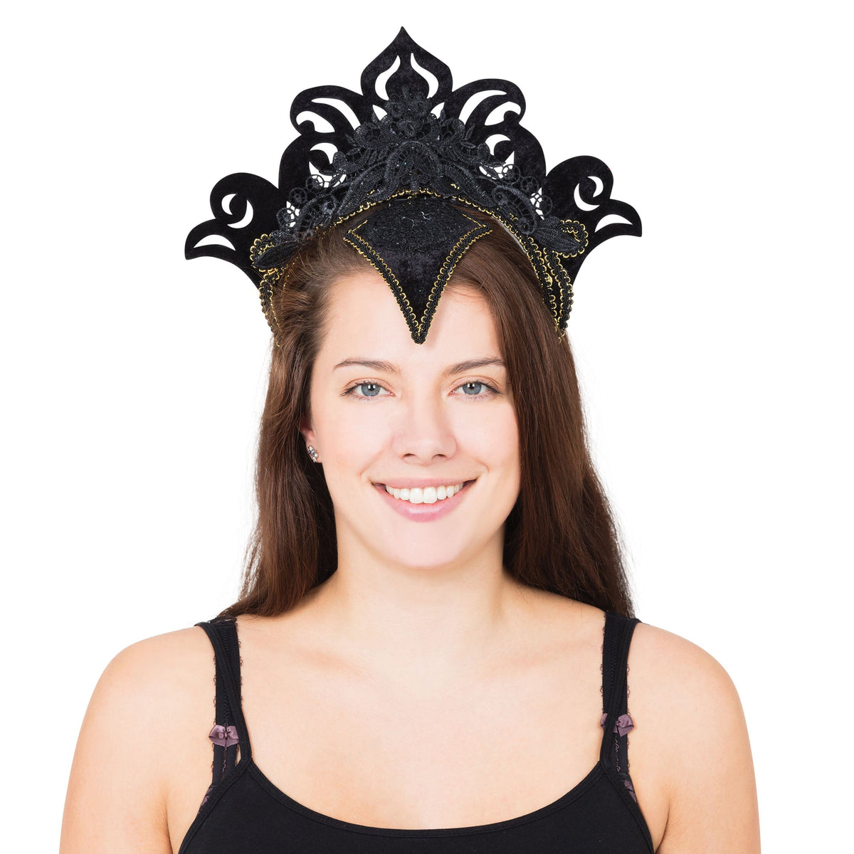 Carnival Headpiece Black With Gold Trim 1