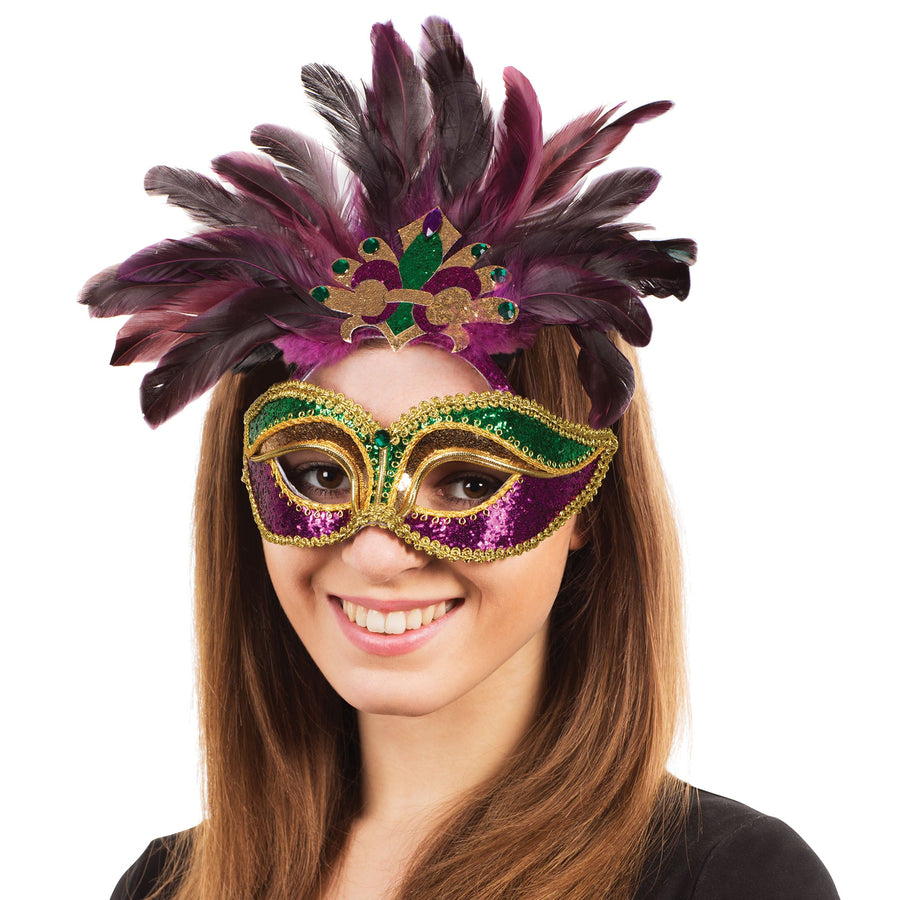 Carnival Purple Green Gold+feathers G F Eye Masks Unisex_1
