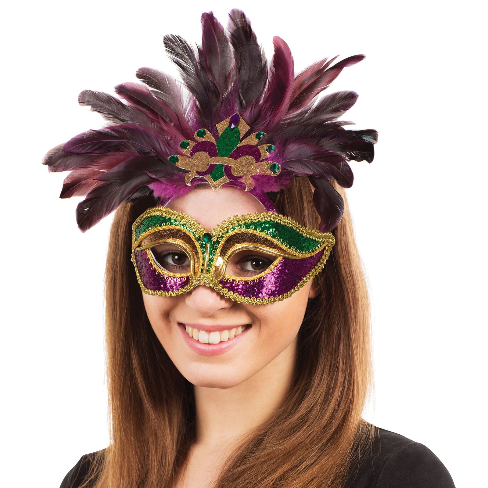 Carnival Purple Green Gold+feathers G F Eye Masks Unisex 1