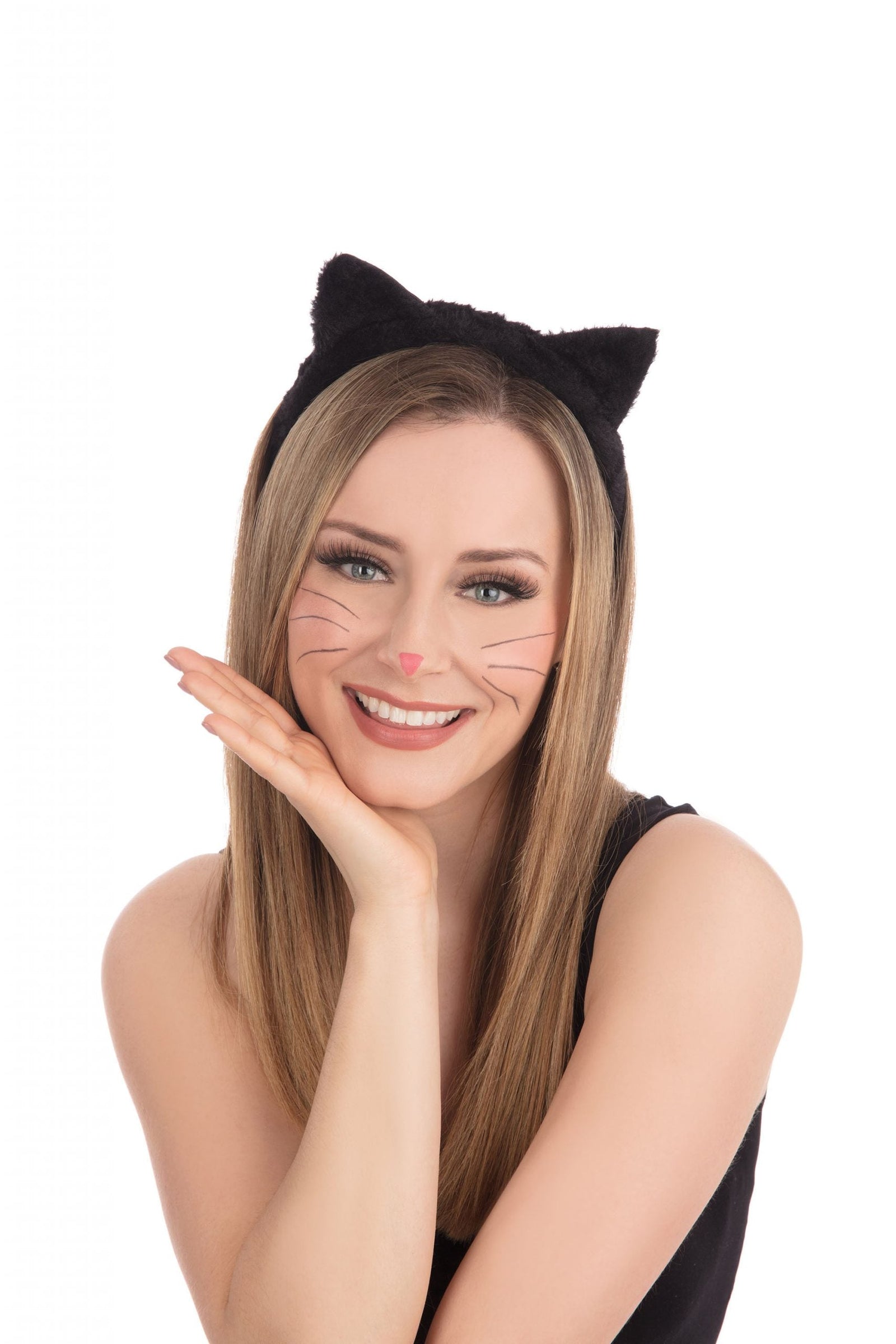 Cat Ears Black Fur Headband Instant Feline Disguise 1
