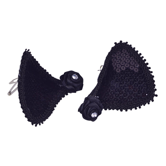 Cat Ears On Hair Clips Black Sequin 2