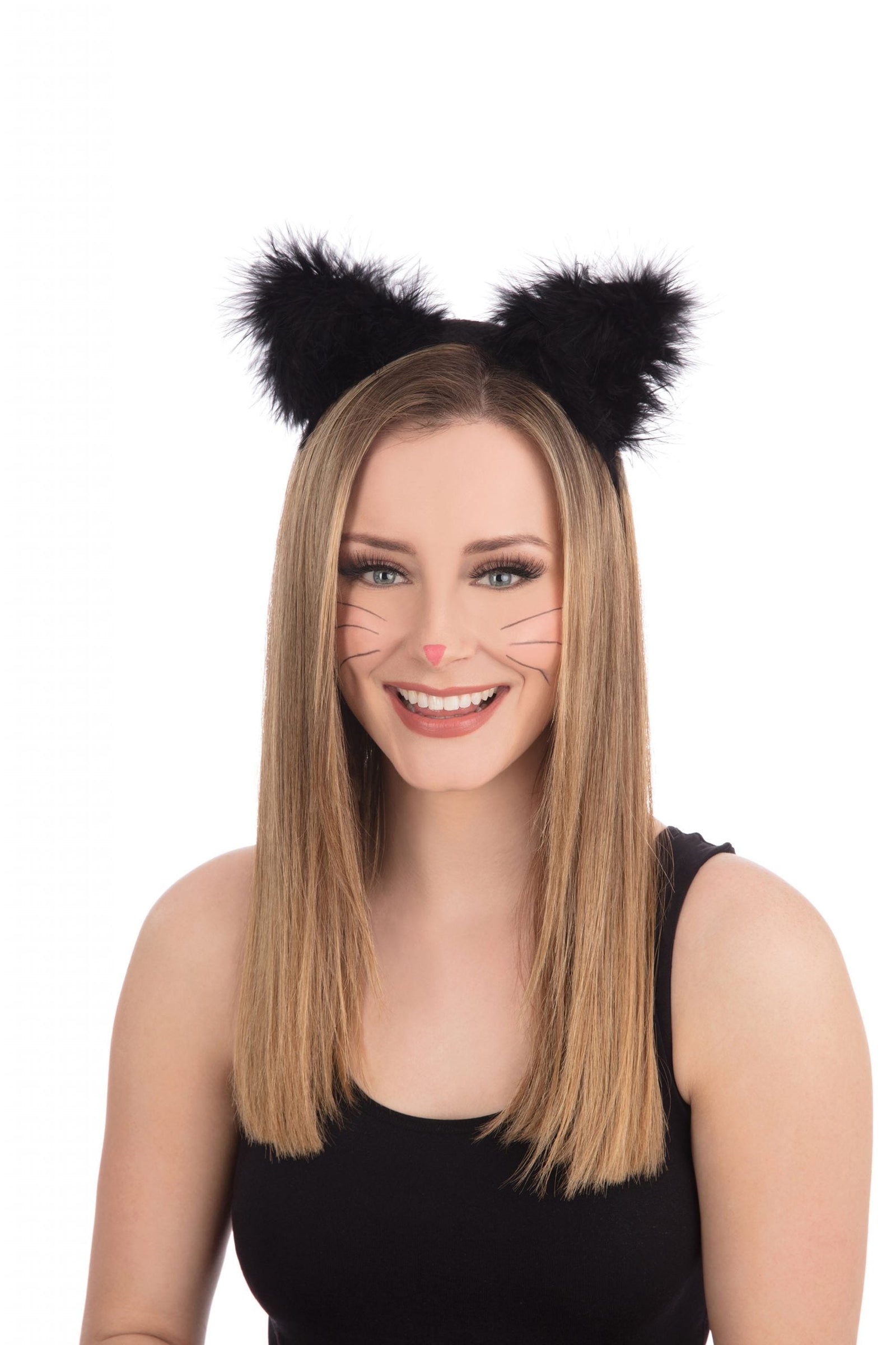 Cat Ears with Marabou on Headband 1
