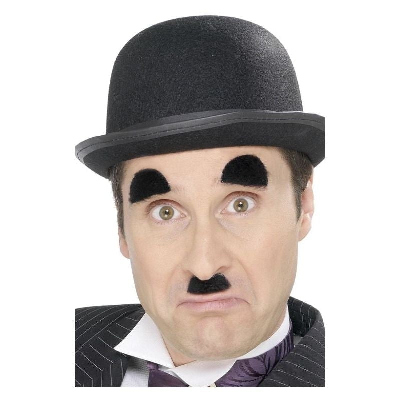 Chaplin Tash and Eyebrows Set Black Self Adhesive Costume Accessory 1