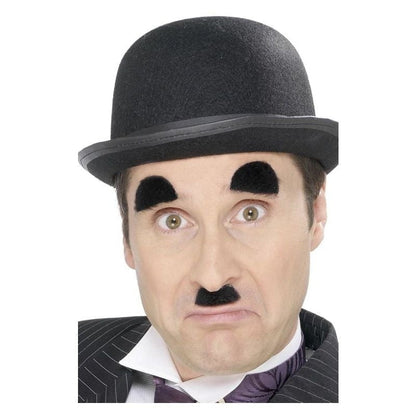 Chaplin Tash and Eyebrows Set Black Self Adhesive Costume Accessory 1
