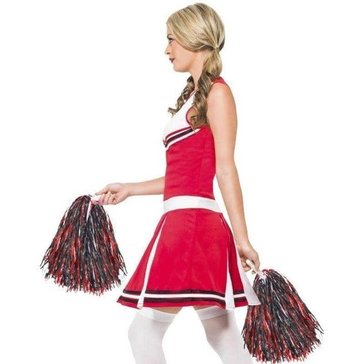 Cheerleader Costume Adult Red Dress Pom Poms_3