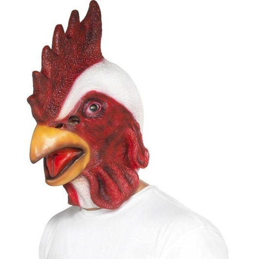 Chicken Mask Adult White Latex Overhead 1