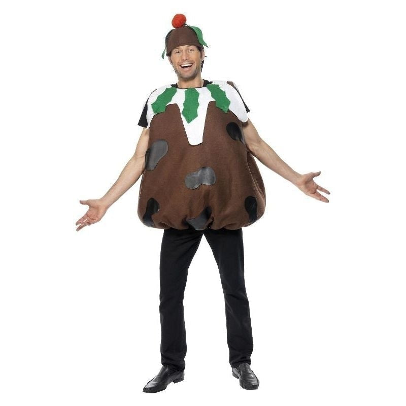 Christmas Pudding Costume Adult Brown White 2