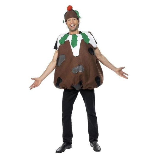 Christmas Pudding Costume Adult Brown White 2